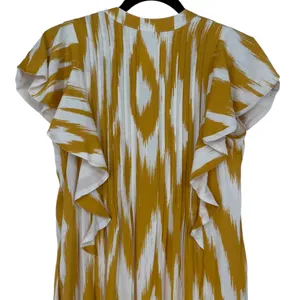 Anthropologie Maeve Cassandra Pintuck Flutter Sleeve Maxi Dress Yellow Size‎ XS thumbnail 7