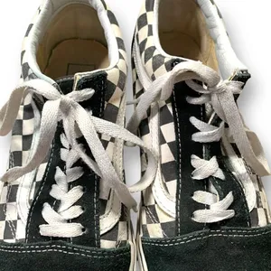 Vans Old Skool Platform Checkerboard Black White Suede Sneakers Woe 8.5 Classic thumbnail 4