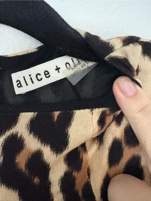 Alice + Olivia Delora Fitted Mock Neck Midi Dress Leopard Print thumbnail 7