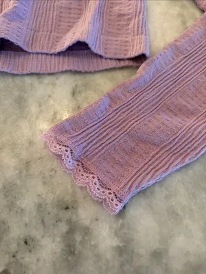 Urban Outfitters Lavender Lace-Trim Knit Crop Top thumbnail 4