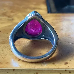 Natural Ruby Sterling Silver Artistic Ring Size 7 Red thumbnail 4