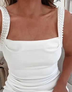 White pearl mini dress thumbnail 3