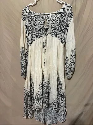 By Anthropologie Long-Sleeve Gauzy Midi Dress thumbnail 3