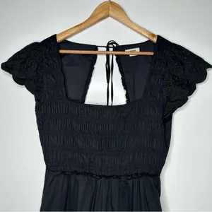 Jason Wu Black Open Back Eyelet Smocked Maxi Dress Size Large thumbnail 3