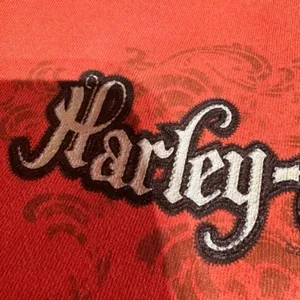 Vintage‎ Y2K Harley Davidson Women’s Orange Sweatshirt Large 3D Raised Spell Out thumbnail 10