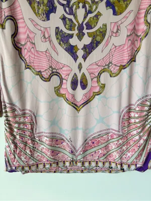 Emilio Pucci Pink Patterned Tunic Top 3/4 Sleeves Boat Neck Luxury Designer thumbnail 8