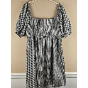 Pomander Place Tuckernuck Womens Abigail Black White Gingham Dress Medium thumbnail 2