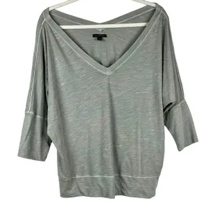 American Eagle Outfitters Gray V-neck Dolman 3/4 Sleeve Top XL thumbnail 1