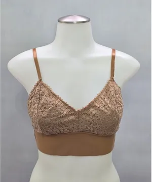 Brown Romantic Boudoir Bridal Cottage Lingerie Feminine Floral Lace Bra Medium thumbnail 1