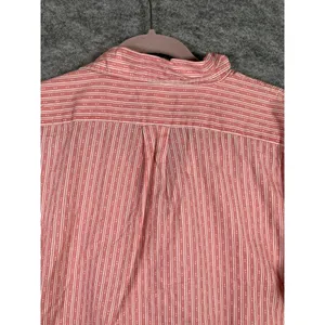 Lauren Ralph Lauren‎ Medium Shirt Button Up Pink Striped Long Sleeve Long Logo thumbnail 10