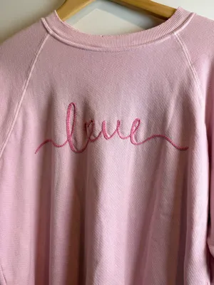 I.S.M.B.S‎ Pink 'love' Embroidered Crewneck Sweatshirt Size L thumbnail 3