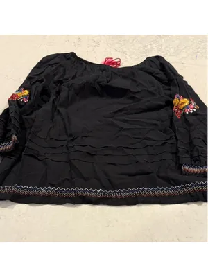 Kyla Seo Black Embroidered Top Women's Large thumbnail 12