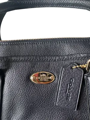 COACH Morgan Luxury Navy Pebbled Leather Satchel Shoulder Bag #F35185 thumbnail 2