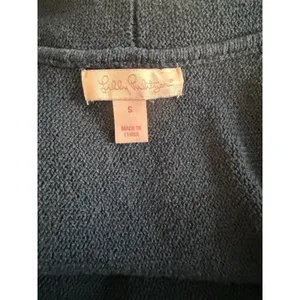 Lilly Pulitzer Cardigan Sz Small Navy Blue Shawl Collar Long Open‎ Front Casual thumbnail 9