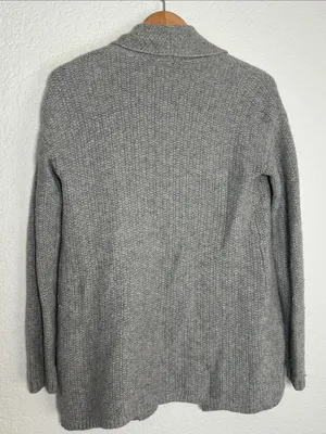 Talbots Gray Open Cardigan Sweater 100% Cashmere Shawl Front Cozy Fall Winter thumbnail 5