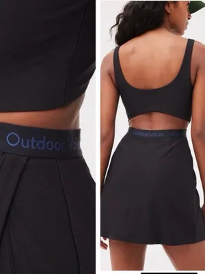NWT Outdoor Voices Court Dress XS Black Cutout Tennis Skort Preppy Pickleball thumbnail 4