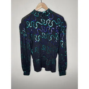 Vintage St. John for Neiman Marcus Black Long Sleeve Sequin Top 12 thumbnail 6