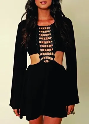 for love and lemons moonlight dress size small black cut out crochet thumbnail 1