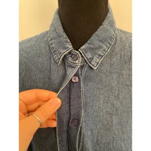 The Fifth Label Denim Smocked Balloon Bishop Sleeve Button-Down Shirt Top Ruffle thumbnail 4