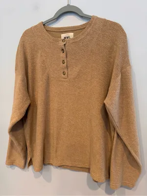 Madewell Cozybrushed Fleece Henley Sweater Top Size L thumbnail 3