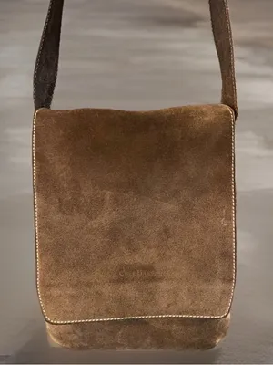 Cole Haan Suede and Leather Slim Crossbody Messenger Bag BOHO Equestrian Vintage thumbnail 2