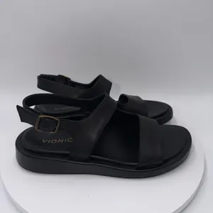 Vionic Madera Black Leather Slingback Platform Sandals Women's 8.5 Comfort Arch thumbnail 2