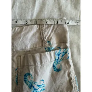 Maeve The Colette Wide Leg Pants Women 27 Blue Lobster Print Linen Blend Cropped thumbnail 10