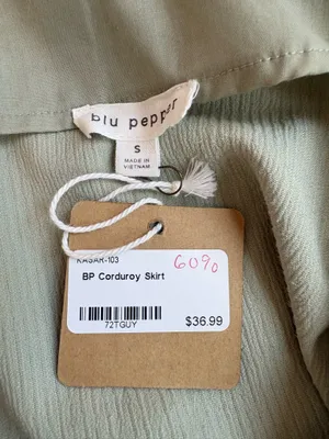Blu Pepper Corduroy Skirt in Sage Green, Size Small thumbnail 3