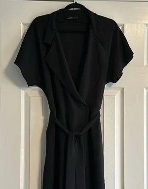 Zara Woman Black Short-sleeve Pants Romper, Size M thumbnail 1