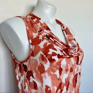 NEW Dana Buchman XS Cowl Neck Sleeveless Abstract Top terracota casual workwear thumbnail 3