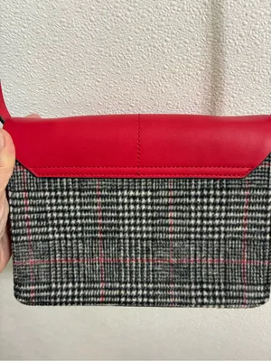 M & S Collection Red Faux Leather and Plaid Crossbody Bag thumbnail 3