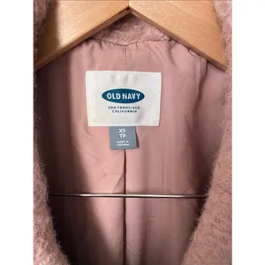 Old Navy Blush Pink Bouclé Teddy Winter Coat XS thumbnail 3