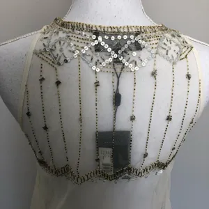PJK Patterson J Kincaid Top Cami Sleeveless High Neckline Sequin Beaded Boho thumbnail 12