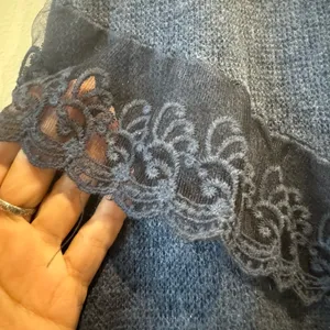 Gorgeous wool blend tiered maxi skirt with floral lace accents size medium thumbnail 4