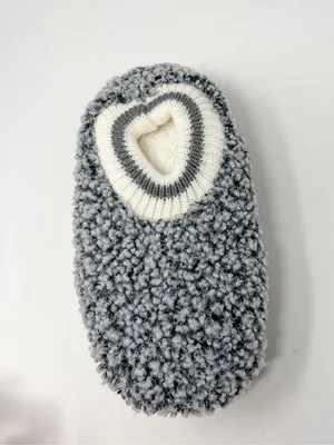 NWT Fuzzy Babba Women's Faux Fur Slipper Socks with Cuffs 1-Pack Gray One Size thumbnail 5
