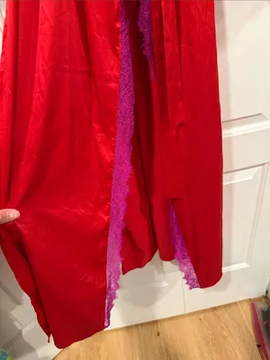 Savage‎ X Fenty Timeless Red Satin Robe with Purple Lace Trim large thumbnail 4