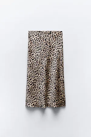 Zara skirt midi satin leopard cheetah animal print flows fitted casual summer thumbnail 7