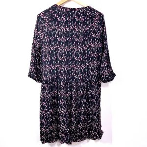 Garnet Hill Micro Floral Print Dress V-Neck Long Sleeve‎ Casual Midi Dress 12 thumbnail 2