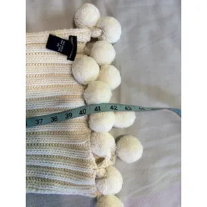 Moda Int Knit Cream Long Scarf Pom‎ Poms Soft Warm Winter Thick Wide thumbnail 5