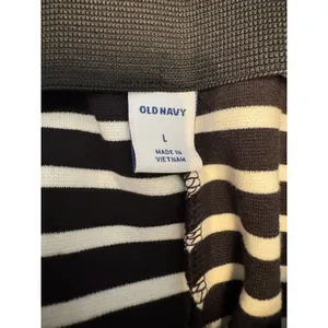 Old Navy Ponte Pencil Skirt Black Stripe Mini Cotton Stretch Coastal Nautical L thumbnail 3