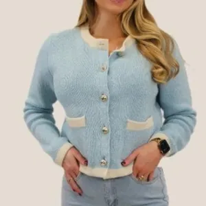 Baby Blue Knit Cardigan Sz Small Preppy Vintage‎ Inspired Retro thumbnail 1