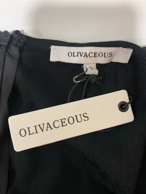 Olivaceous Black V-Neck Puff-Sleeve Mini Dress - Size Small thumbnail 3