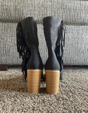 Soda Fringe Boots Heeled thumbnail 2