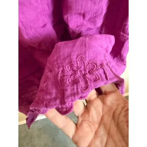 Gap Swing Dress Size S Purple Cattelya Orchid‎ Cotton Gauze Embroidered Boho thumbnail 5