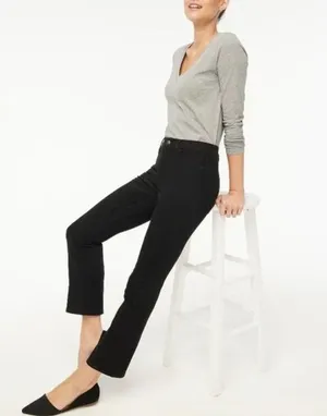NWT J. Crew Factory Mid-Rise Flare Crop Black Jean in All-Day Stretch Size 26 thumbnail 1
