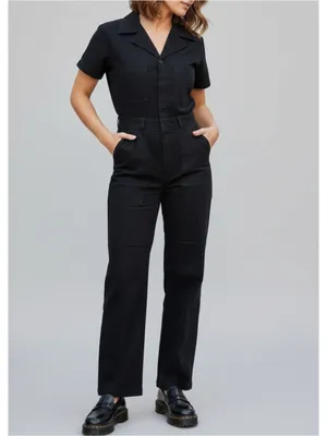 BIG BUD PRESS Short Sleeve Jumpsuit, Basic Black, XS Black thumbnail 2