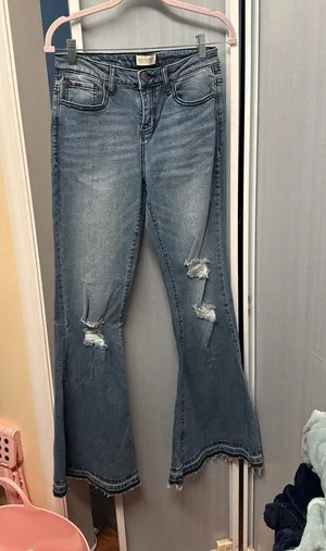 Shyanne Women's Distressed High Rise Flare Jeans Size 28x34 thumbnail 1