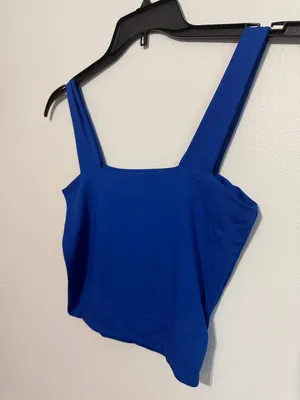 Abardsion Women's Basic Strappy Crop Tank Top Square Neck Crop Tank Top - Blue thumbnail 3