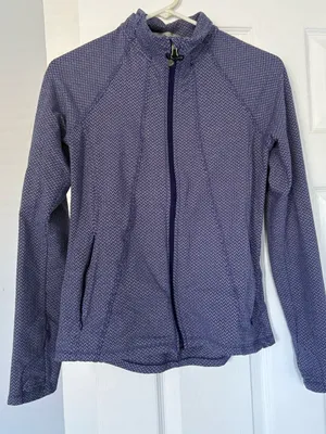 Athleta Criss Cross Hope Full-Zip Athletic Jacket Blue Patterned Size Small thumbnail 1