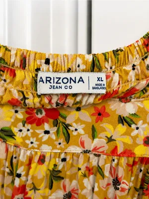 Arizona Jeans Floral Sundress XL • Boho Yellow Maxi Dress thumbnail 6